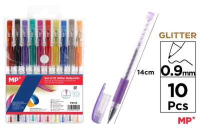 Pack De Boligrafos Gel con Glitter 0.7mm X 10Uds Basicos1