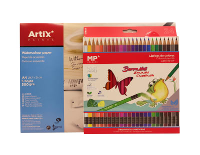 Set 5 Hojas de Acuarela + Lápices borrables1