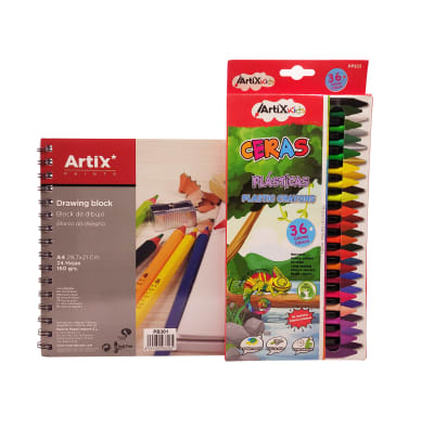 Set Block de dibujo + Lápices de cera1