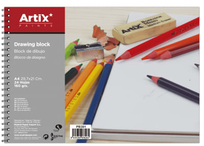 Block De Dibujo 21 x 29.7, 24 hjs 160 gms Con Espiral (MP)1