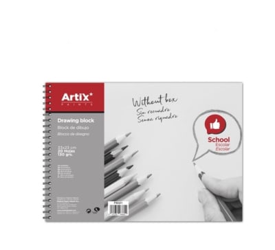 Croquera de Dibujo 20 Hjs.130Gr. Marca Artix -Color Blanco1