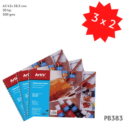 Pack 3x2 Croquera Acuarela A3 42x 28,5 cms 30 hjs 300 gms 1