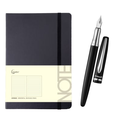 Cuaderno MP A5 Negro + Pluma Pelikan Jazz Elegance1