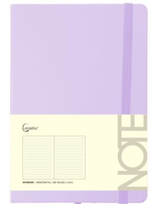 Cuaderno A5, 96hjas 80gr Marca Cervantes Color Morado Pastel1