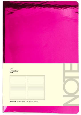 Cuaderno A5 C/Elastico, Cervantes, Color Fucsia metalizado1
