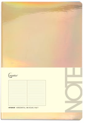Cuaderno C/ElasticoA5 Marca Cervantes Color Dorado Brillante1