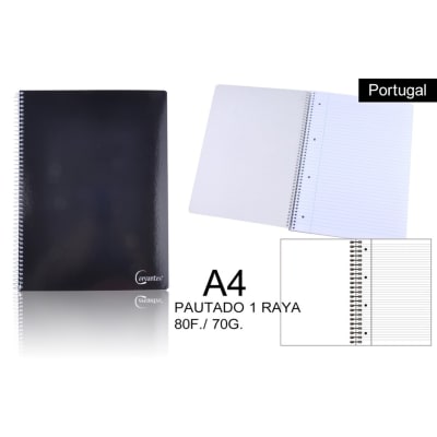 Cuaderno Anillado Formato A4 Marca Cervantes Color Negro