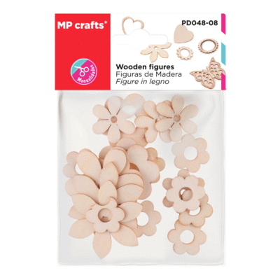Set De Figuras De Madera Diseño Flores Silvestres X 19Uds Marca MP Crafts Color Beige (MP)1