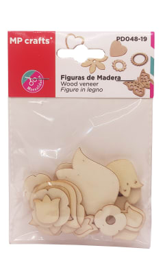 Set De Figuras De Madera Diseño Flores X 19Uds Marca MP Crafts Color Beige (MP)1
