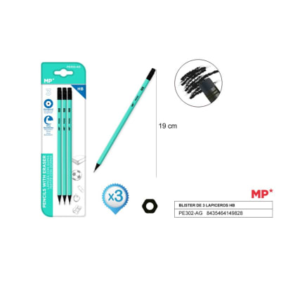 Set De Grafitos Hexagonal HB X 3Uds Color Verde1