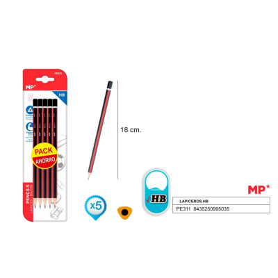 Set lapices Grafito HB x5 Uds Color Negro Marca Madrid Papel1