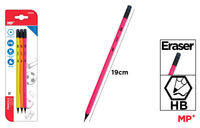 Set lapices Fluorescentes Grafito HB x3 Uds Color Surtido1