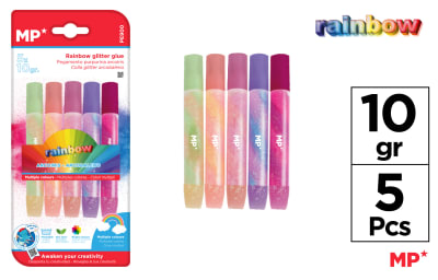 Pegamento Arcoiris Con Glitter 5Uds X 10Gr Color Variado1