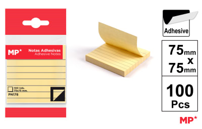 Set De Notas Adhesiva Con Lineas 75X75MM 100H Color Amarillo1