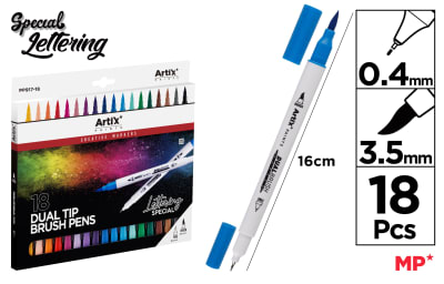 Rotulador Doble Punta Pincel Lettering 18 Un.1