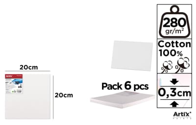 Lienzo En Tablilla 20 X 20 X 0.3 Cm 280 g/m² 6 Uds (MP)1