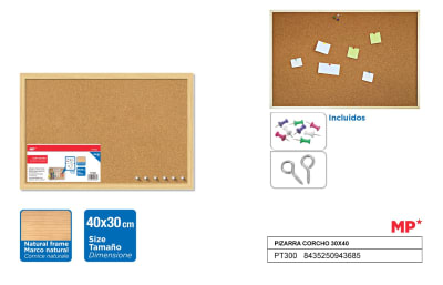 Pizarra De Corcho 30cmX40cm + Chinches Color Variado1