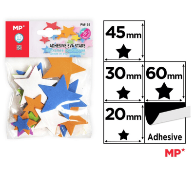 Set De Estrellas Variados De Goma Eva Adhesivas 6cm/4,5cm/3cm/2cm Marca MP Crafts Color Variado(MP)1