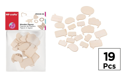 Set De Figuras De Madera Diseño Nubes/Pensamientos X 19Uds Marca MP Crafts Color Beige (MP)1