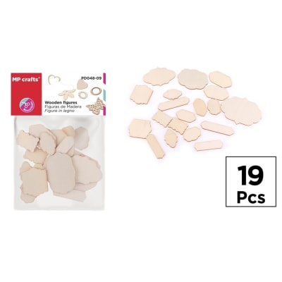 Set De Figuras De Madera Diseños Varios X 19Uds Marca MP Crafts Color Beige (MP)1