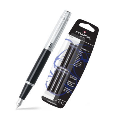 Set Pluma Serie 300 Negro mas Cartucho de Tinta1