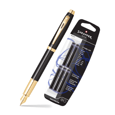 Set Pluma Serie 100 Negro mas Cartucho de Tinta1