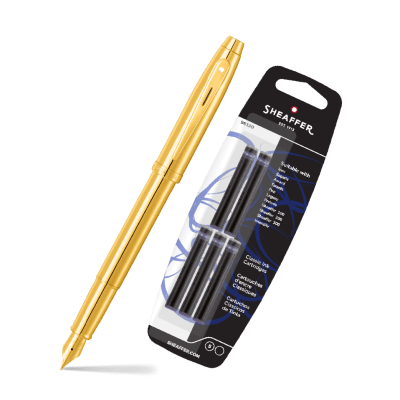 Set Pluma Serie 100 Dorado mas Cartucho de Tinta1