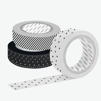 Cinta Adhesiva Diseño Blanco Y Negro X 3 Uds. Diseños Metalizados y Figuras1