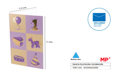 Tarjeta Felicitación / Celebración 11.5 X 17 cm (MP)1