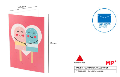 Tarjeta Felicitación / Amor Paleta Helado 11.5 X 17 Cm1