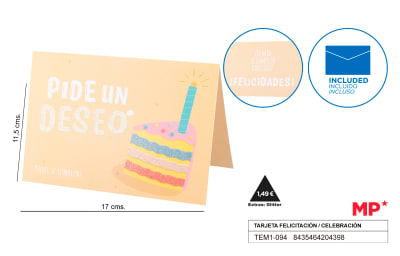 Tarjeta Felicitación / Cumpleaño Vela 11.5 X 17 Cm1