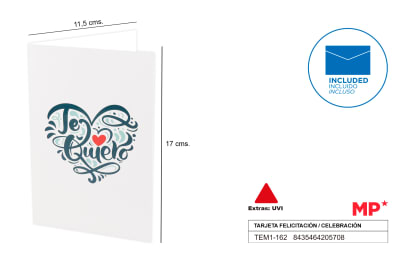 Tarjeta Felicitación / Te Quiero Corazón 11.5 X 17 Cm1