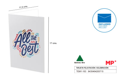 Tarjeta Felicitación / All The Best 11.5 X 17 Cm1