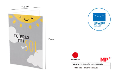 Tarjeta Felicitación / Tu Eres Mi Sol 11.5 X 17 Cm1