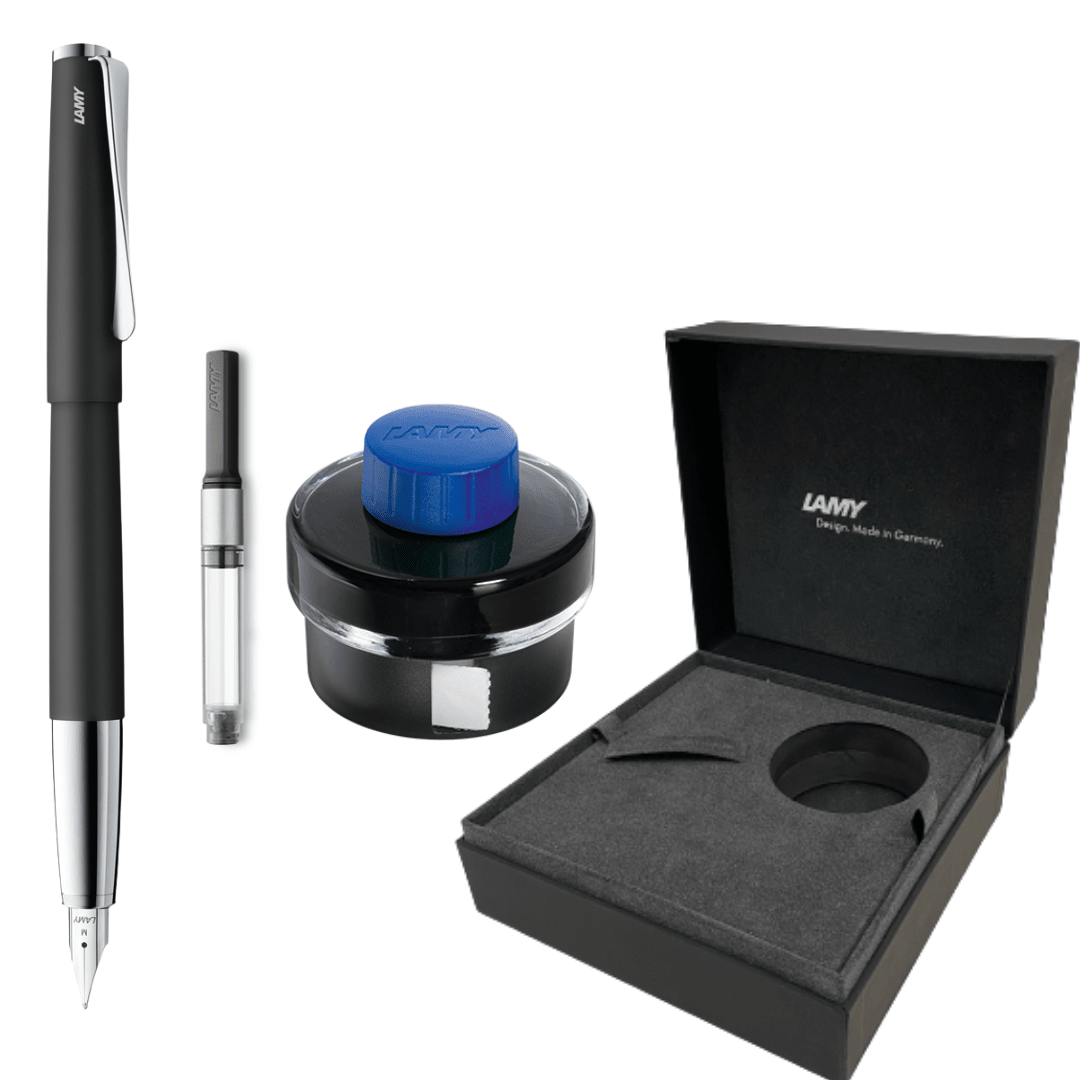 Set de Pluma lamy Studio Black + Convertidor + Tintero t52 Azul1