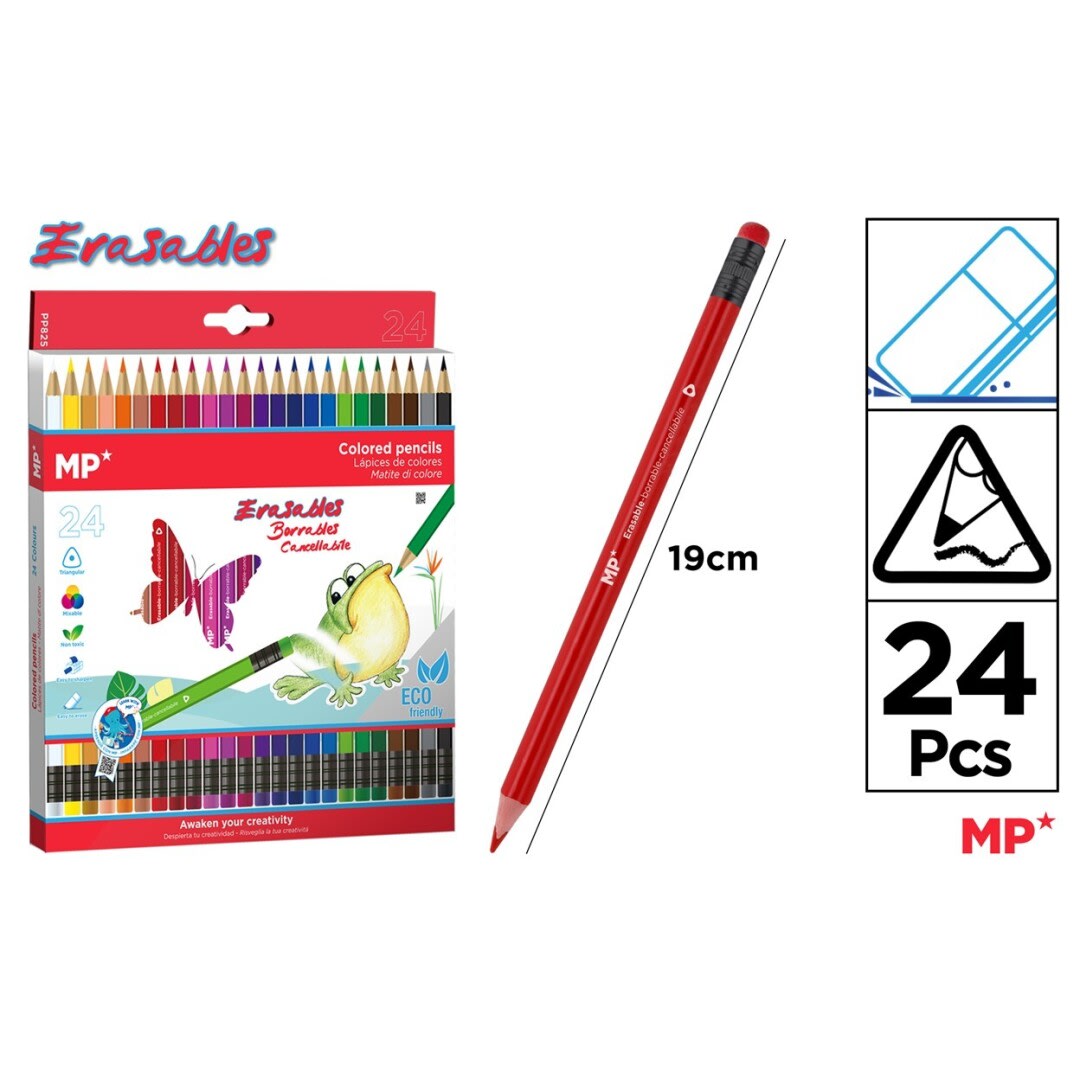 Lapices De Colores  Borrables x24 uds Color Surtido1