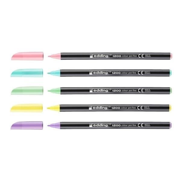 Set 6 marcadores fibra Edding E-1200 Pastel2