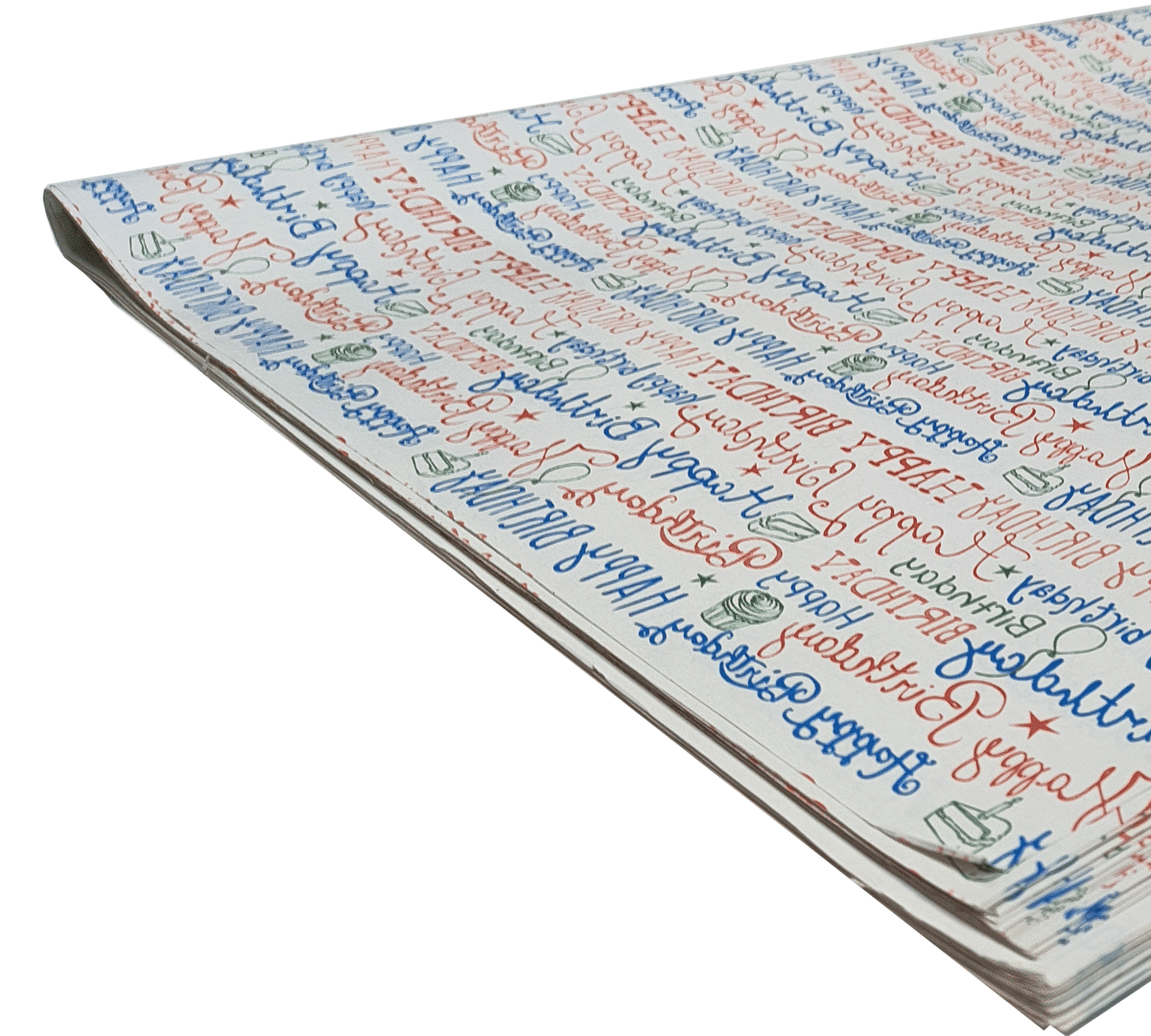 Papel con diseño Cumpleaños Blanco Resma 250 hjs 60 gm m2 0.7x1m