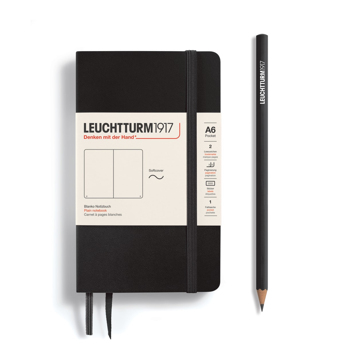 Libreta Pocket Leuchtturm1917 Tapa Blanda A6 Croquis, Black