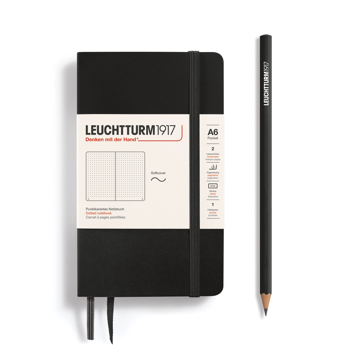 Libreta Leuchtturm1917 Pocket Tapa Blanda A6 Puntos, Black