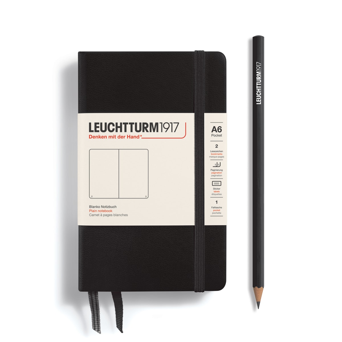 Libreta Pocket Leuchtturm1917 Tapa Dura A6 Croquis, Black1