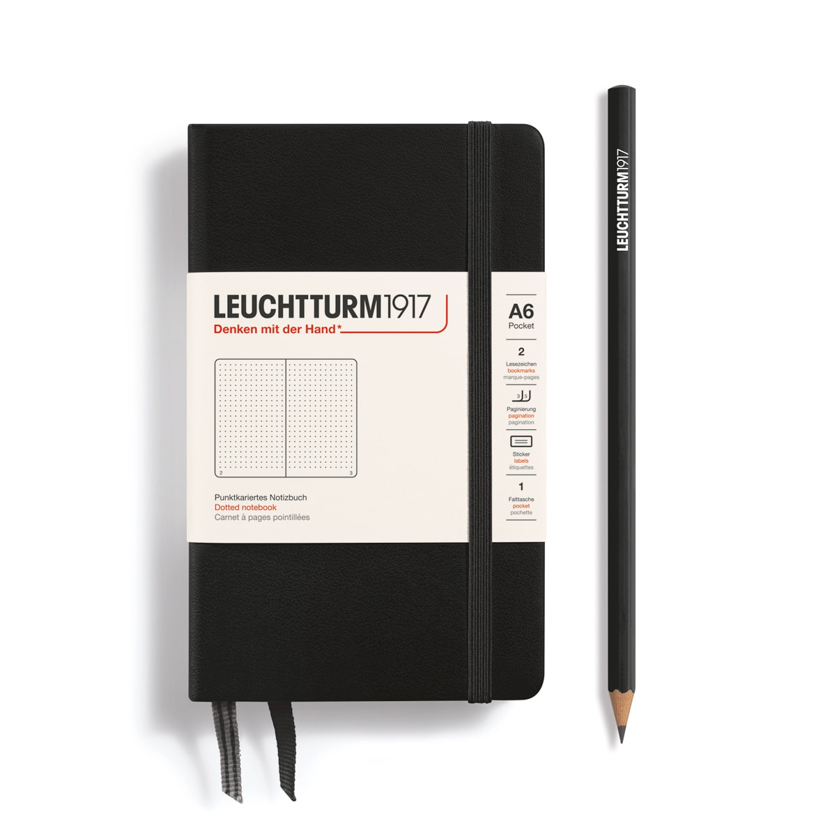 Libreta Pocket Leuchtturm1917 Tapa Dura A6 Puntos, Black