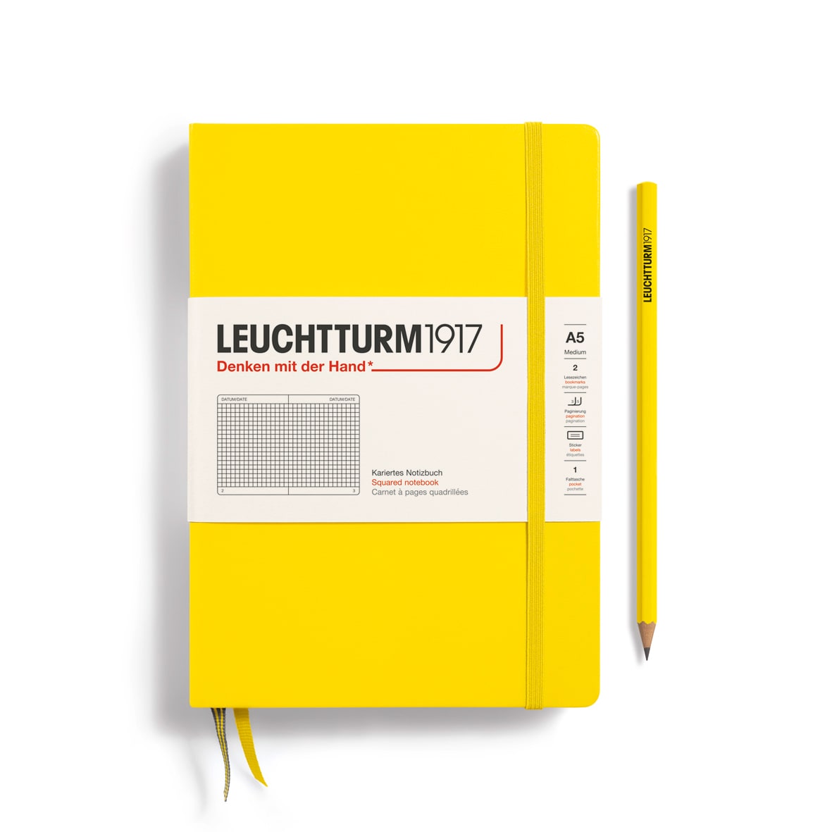 Libreta leuchtturm1917 Tapa Dura Mediana A5 251P Cuadros, Lemon1