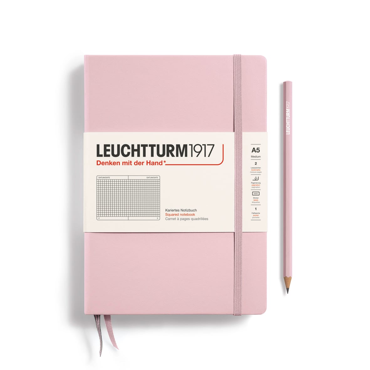 Libreta leuchtturm1917 Tapa Dura Mediana A5 Cuadros, Powder