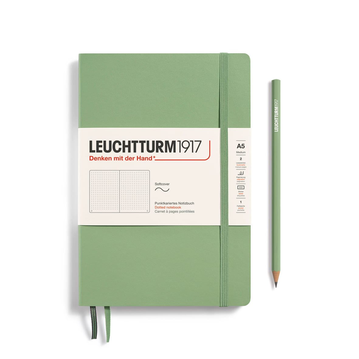 Libreta Leuchtturm1917 Tapa Blanda Medium A5 Puntos, Sage1