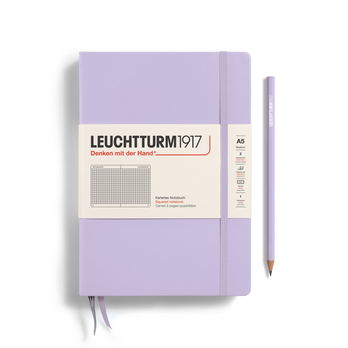 Libreta leuchtturm1917 Tapa Dura Mediana A5 Cuadros, Lilac1