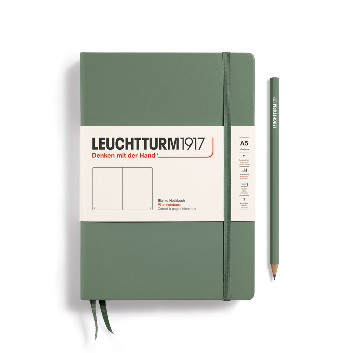 Libreta leuchtturm1917 Tapa Dura Mediana A5 Croquis, Olive1