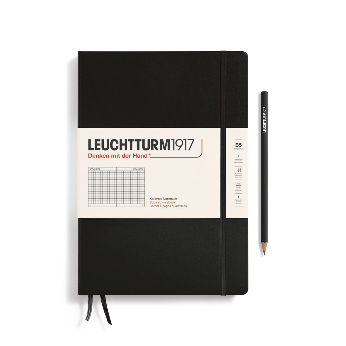 Libreta Composición Leuchtturm1917 B5 Cuadros, Black1