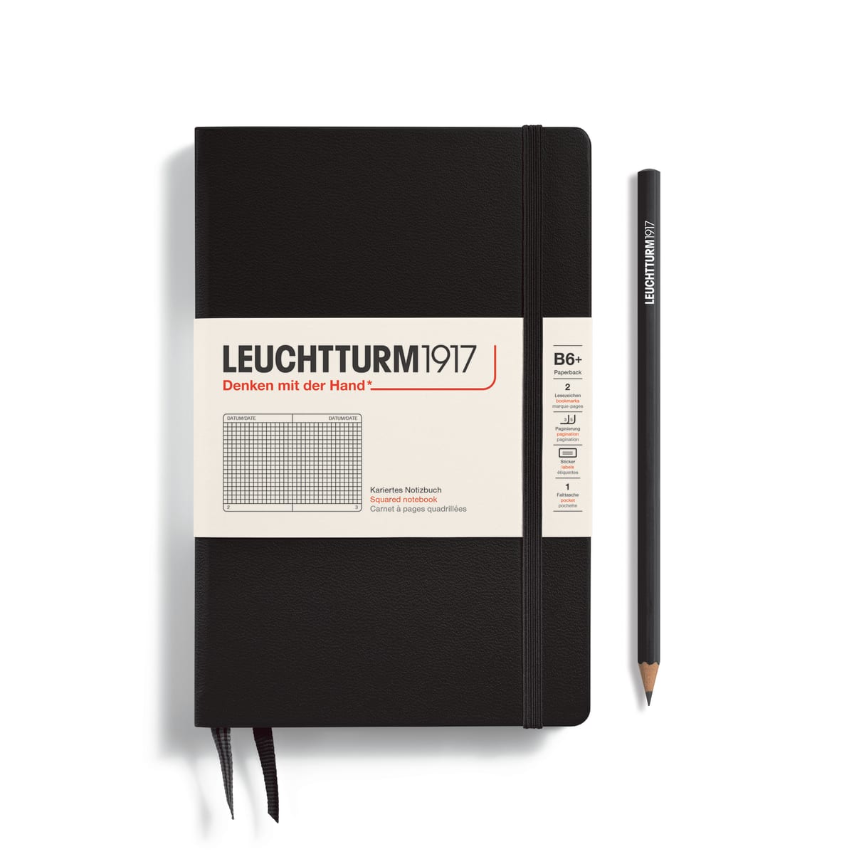 Libreta Tapa Dura B6+ 219P Cuadros, Black1