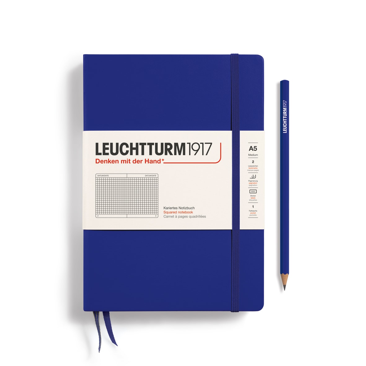 Libreta leuchtturm1917 Tapa Dura Mediana A5 Cuadros, Ink1